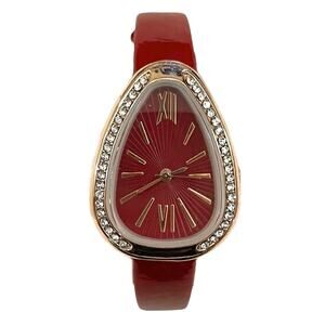 Women's RHINESTONE WATCH Red Strap - NEW BATTERY